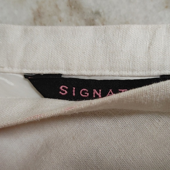 VTG Signature By Robbie Bee Embroidered Swing Skirt Black White Linen Mix Sz 6P - Picture 12 of 14